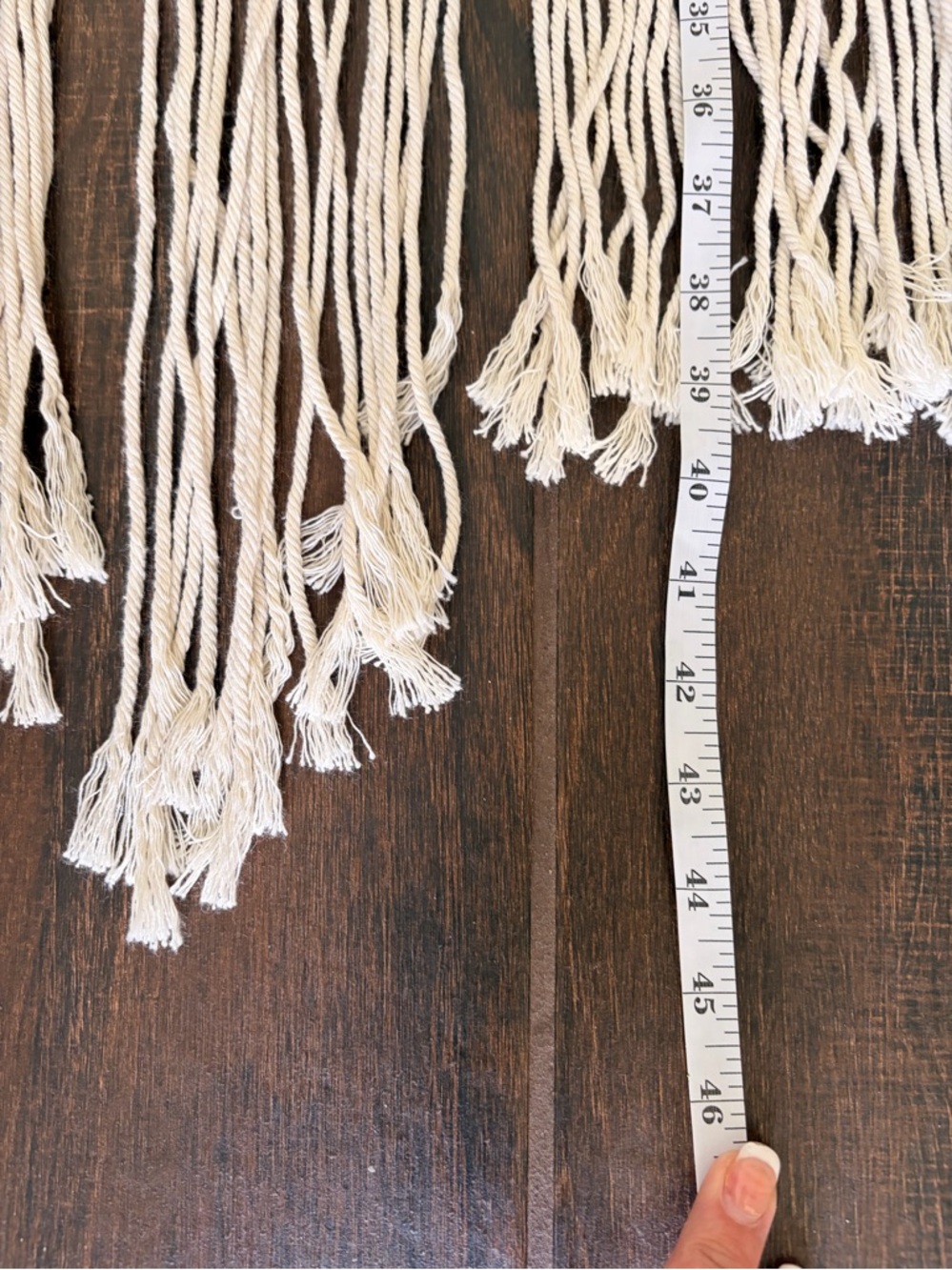 XL Boho Macrame Wall Hanging w Wooden Beads Fringe Natural Fiber Decor Handmade - Picture 5 of 5